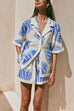 Moxidress V Neck Short Sleeves Shirt and Drawstring Waist Shorts Seashell Print Set