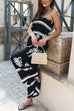 Moxidress Halter Smocked Tube Wide Leg Printed Jumpsuit