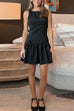 Moxidress Sleeveless Ruffle Girdling Mini Bow Dress