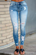 Moxidress Raw Hem Ripped Stretch Pencil Jeans