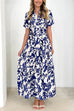 Short Sleeves Button Up Ruffle Tiered Floral Print Maxi Dress