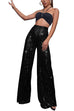 Moxidress Sparkly Elastic Waist Wide Leg Sequin Pants