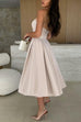 Moxidress Strapless Open Back Waisted Swing Midi Dress