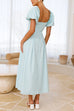 Moxidress V Neck Twist Front Puff Sleeves Cut Out Maxi Dress