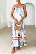 Spaghetti Strap Floral Print Swing Maxi Vacation Dress