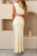 Moxidress One Shoulder Lace Trim Cut Out Sleeveless Maxi Dress