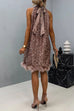 Moxidress Halter Sleeveless Feather Hem Sequin Dress