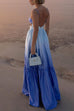 Moxidress Backless Cut Out Gradient Tie Dye Ruffle Maxi Cami Dress