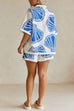 Moxidress V Neck Short Sleeves Shirt and Drawstring Waist Shorts Seashell Print Set