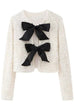 Moxidress Long Sleeves Bow Knot Glitter Sequin Top