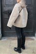 Moxidress Button Down Pocketed Faux Fur Fleece Coat