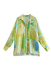 Moxidress Long Sleeves Button Front Tie Dye Blouse Shirt