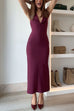 Moxidress Halter V Neck Backless Buttons Bodycon Midi Dress