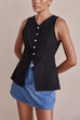 Moxidress Single Breasted Pocketed Solid Vest