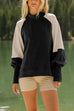 Moxidress Mockneck Lantern Sleeves Color Block Sweatshirt