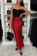 Moxidress Christmas Party High Waist Sequin Bodycon Maxi Skirt