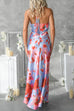 Bow Knot Halter Sleeveless Floral Print Maxi Dress