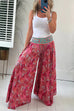 Moxidress Elastic Waist Wide Leg Palazzo Printed Casual Pants