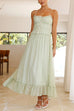 Moxidress Frill Trim Lace Up Ruched Maxi Cami Dress