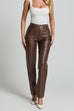 Moxidress High Rise Pocketed Casual Faux Leather Pants