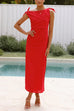 Tie Knot Shoulder Side Slit Maxi Dress