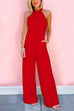 7 Colors Sleeveless Halter Waisted Wide Leg Jumpsuit