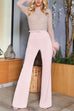 Moxidress Feather-Paneled Long Sleeves Bell Bottoms Sequin Jumpsuit