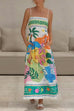 Moxidress Spaghetti Strap High Waist Tropic Print Maxi Holiday Dress