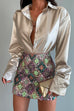 Moxidress Chic Long Sleeves Button Down Satin Bouse Shirt