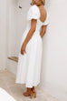 Moxidress V Neck Twist Front Puff Sleeves Cut Out Maxi Dress