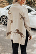 Moxidress High Neck Side Slit Cheetah Pattern Sweater