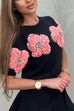 Moxidress Crewneck Short Sleeves 3D Flower Sweater Top