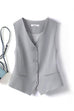 Moxidress V Neck Button Up Pocketed Blazer Vest