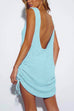 Moxidress Backless Side Drawstring Knit Cover Up Dress