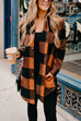 Moxidress Vintage Curve Hem Button Down Plaid Shacket Jacket