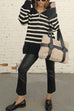 Moxidress Turtleneck Zip Up Striped Pullover Sweater