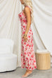 V Neck Ruffle Trim Sleeveless Floral Print Maxi Dress