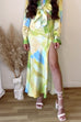 Moxidress Tie Waist High Slit Tie Dye Maxi Skirt