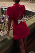 Moxidress Mockneck Petal Sleeves Bow Knot Cut Out Mini Dress