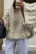 Moxidress Round Neck Oversized Cable Knit Sweater