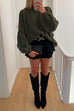 Moxidress Drop Shoulder Plain Casual Pullover Sweater