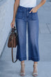 Moxidress Patch Pocket Straight Wide Leg Cropped Jeans