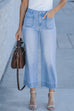 Moxidress Patch Pocket Straight Wide Leg Cropped Jeans