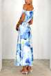 One Shoulder Side Slit Printed Maxi Dress