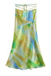 Moxidress Tie Waist High Slit Tie Dye Maxi Skirt