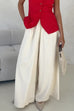 Moxidress Elastic Waist Wide Leg Cotton Linen Palazzo Pants