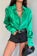 Moxidress Chic Long Sleeves Button Down Satin Bouse Shirt