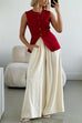 Moxidress Elastic Waist Wide Leg Cotton Linen Palazzo Pants