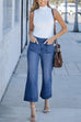 Moxidress Patch Pocket Straight Wide Leg Cropped Jeans