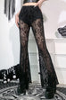 Moxidress Elastic Waist Bell Bottomed Mesh Lace Pants